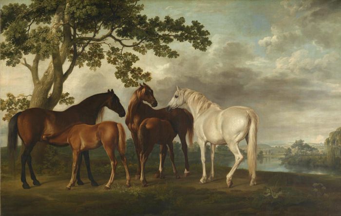 'Mares and Foals in a River Landscape', 1763-68 (oil on canvas)