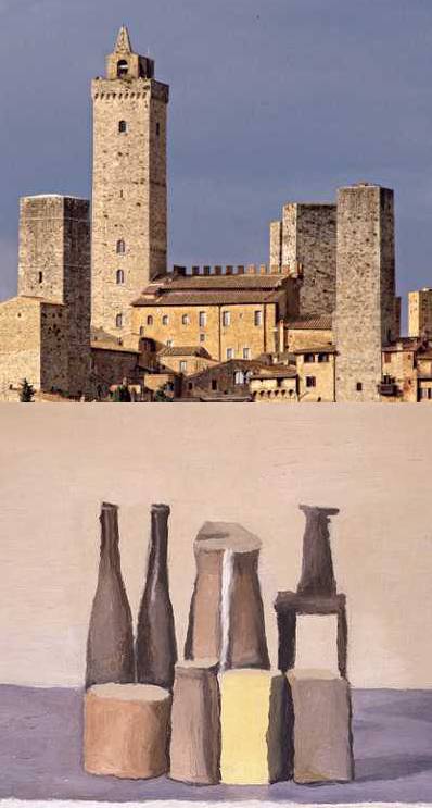 Morandi Still Life (1955) and Italian Medieval Town, San Gimignano