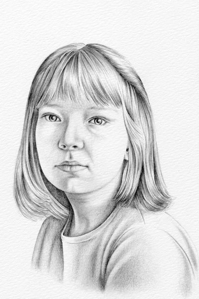 Pencil Portrait of a Young Girl - (2B pencil on paper)