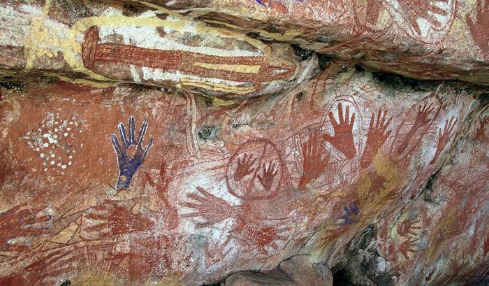 Aboriginal Rock Art - Hand Stencils - Mt. Borradaile, Arnhem Land, Northern Australia