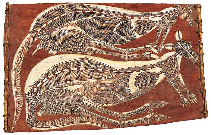 DICK NGULEINGUELI MURRUMURRU 'Kangaroo' 1959 (earth pigments on bark)