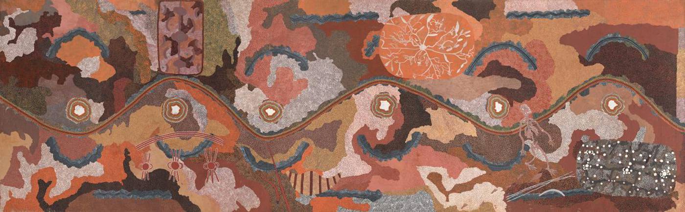 CLIFFORD POSSUM TJAPALTJARRI (1932-2002) and TIM LEURA TJAPALTJARRI (1929-84) 'Spirit Dreaming through Napperby Country' 1980 (synthetic polymer paint on canvas)