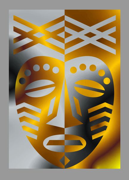 African Mask Design  with metallic card