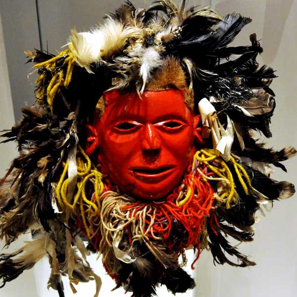 Human face-shaped mask for Nyau masquerade.