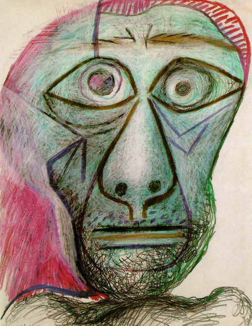 'Pablo Picasso Self Portrait' 1972 (crayons on paper)