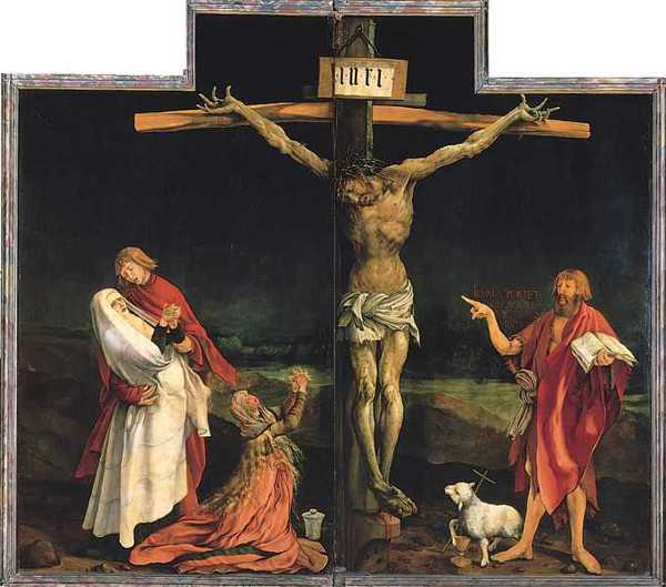 MATTHIAS GRÜNEWALD (1475-1528) 'Crucifixion Panel from the Isenheim Altarpiece ', 1515 (oil on wood)