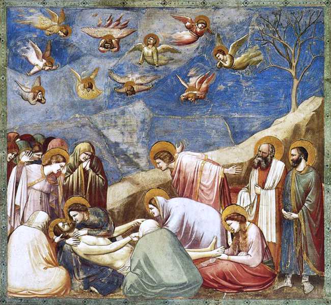 GIOTTO (c.1267-1337) 'The Lamentation', 1303-05 (Fresco 72"x72") Scenes from the Life of Christ in the Arena Chapel, Padua.