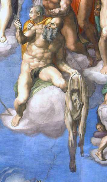 MICHELANGELO BUONARROTI (1475-1564) Saint Bartholomew from the 'Last Judgement', 1536-41 (fresco) 