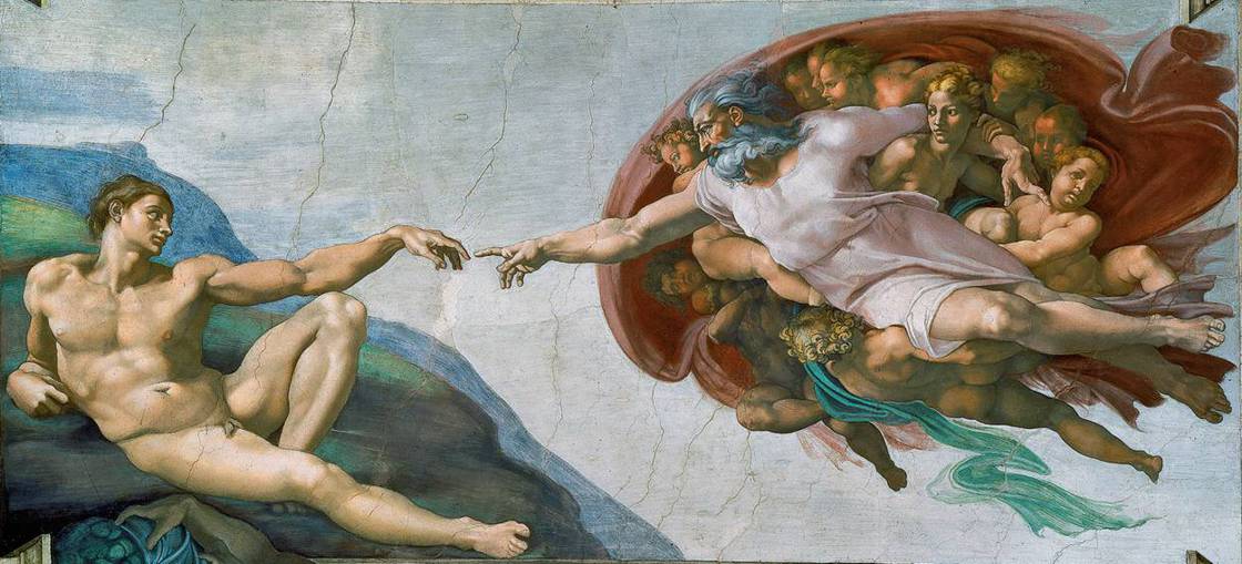 MICHELANGELO BUONARROTI (1475-1564) 'The Creation of Adam' from the Sisine Chapel Ceiling, 1508-12 (fresco)