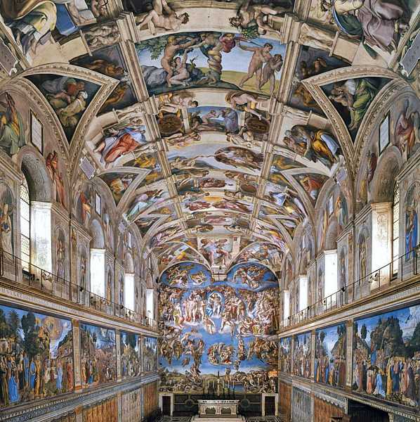 MICHELANGELO BUONARROTI (1475-1564) 'Sistine Chapel Ceiling, 1508-12 and 'Last Judgement' 1536-41, (fresco)