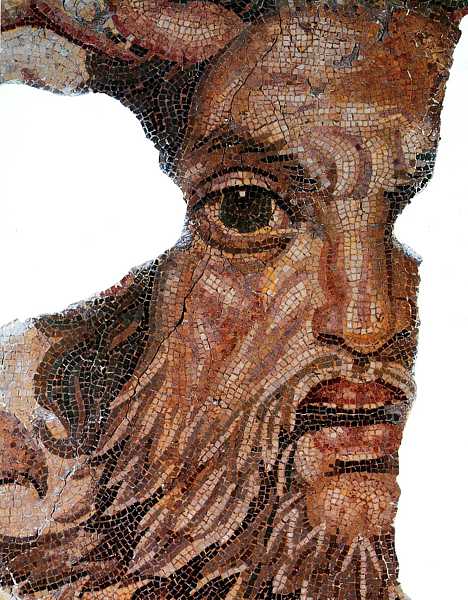 Fragment from an ancient Roman mosaic of Poseidon.