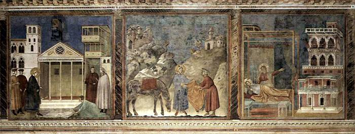 GIOTTO (c.1267-1337) The first three panels of the Life of Saint Francis in the Upper Church in Assisi.