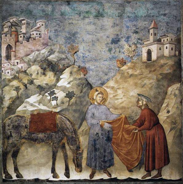 GIOTTO (c.1267-1337) 'St Francis Giving his Cloak to a Poor Man', 1297-99 (fresco)