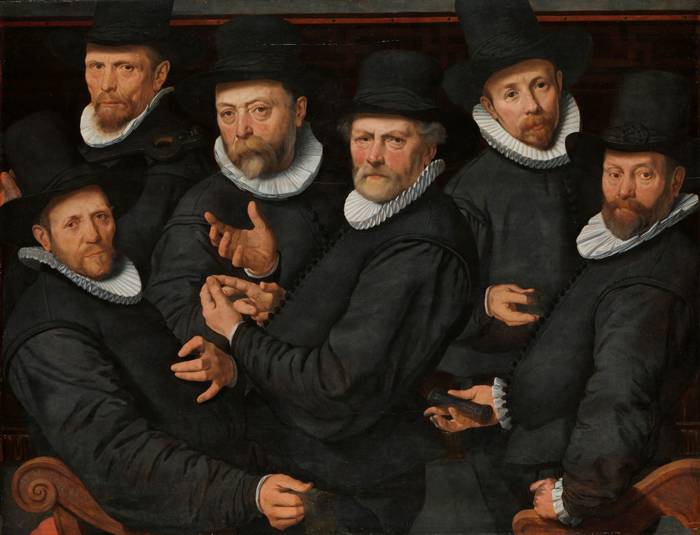 Pieter Pietersz the Elder (1540-1603) 'The Six Wardens of the Drapers Guild', 1599 (oil on panel)