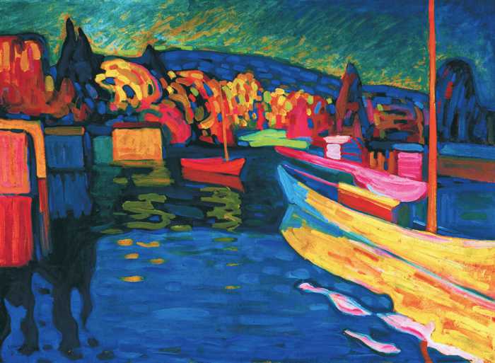 WASSILY KANDINSKY (1866-1944) Autumn Landscape with Boats, 1908 (oil on board) 