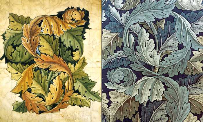 WILLIAM MORRIS (1834-1896) Sketch for Acanthus Wallpaper Pattern, 1874 (pencil and watercolor) Pencil and Watercolor Sketch for Acanthus Wallpaper Pattern, 1874-75