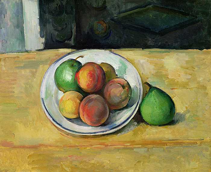 PAUL CÉZANNE (1881-1973) Still Life with a Peach and Two Green Pears, 1883-87 (oil on canvas)