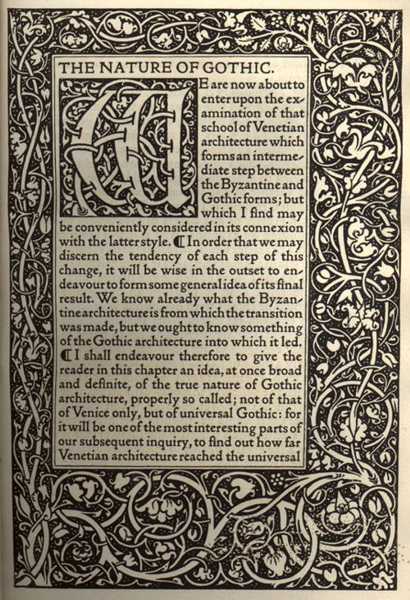 'The Nature of Gothic', Kelmscott Press 1892 (Title Page from 'The Stones of Venice' by John Ruskin)