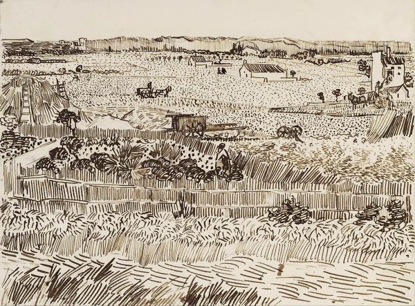 VINCENT VAN GOGH (1853-1890) 'Harvest Landscape', 1888 (ink on paper)
