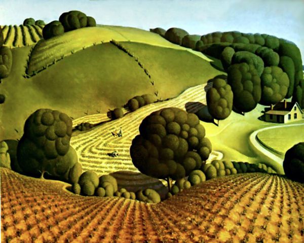 GRANT WOOD (1892-1942) 'Young Corn', 1931 (oil on canvas)