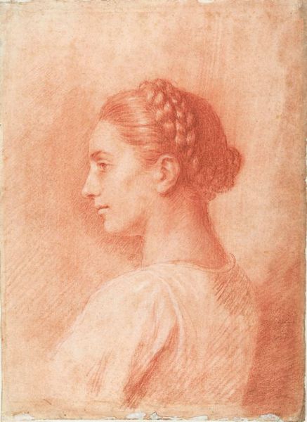 Charcoal Portrait Examples: Allan Ramsey (1713-84) 'A Country Girl at Surrentum, Italy', 1776. Red and white chalk.