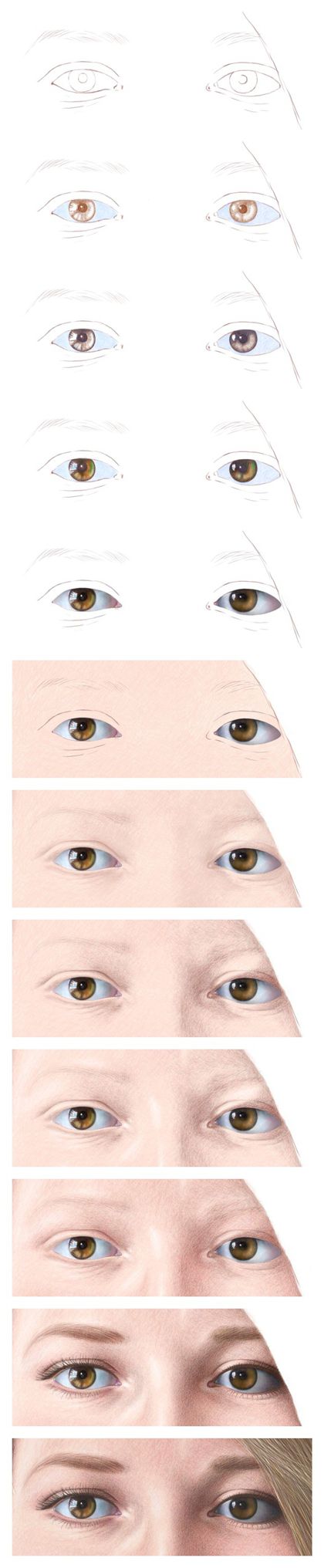 Color Pencil Portraits - How to Draw the Eyes: Steps 1-12