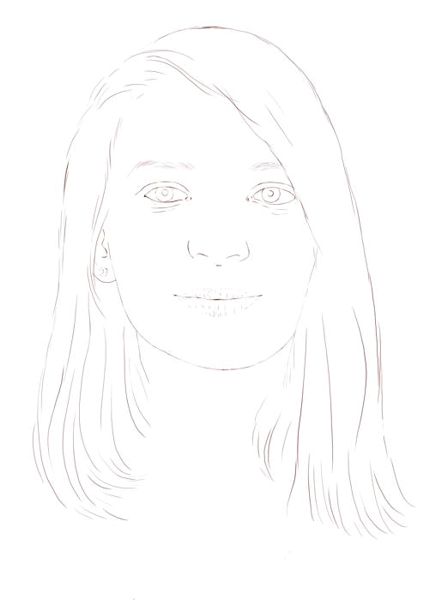 Color Pencil Portraits - The Line Drawing: Step 4