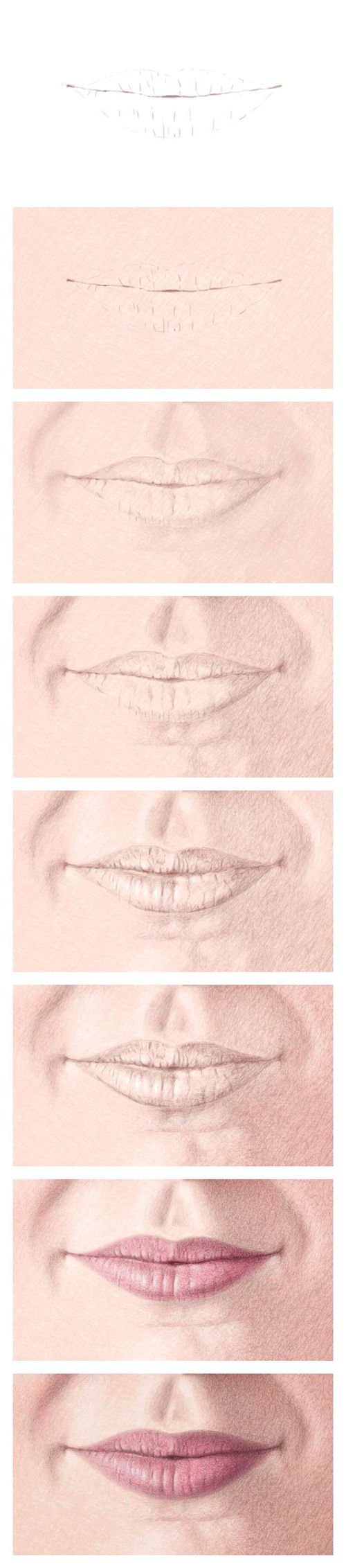 Step step with by to color lips how numbers draw pencil realistic down house